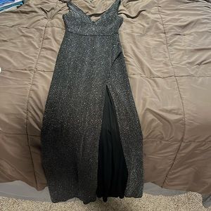 Crystal Doll Long Glitter Dress W Slit